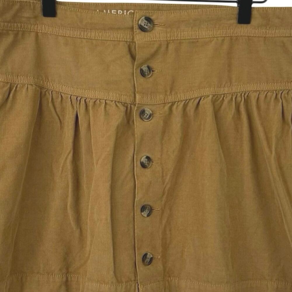 American Eagle Corduroy Mini Skirt Button Front Y2K Boho Women Size 12 - Picture 4 of 8